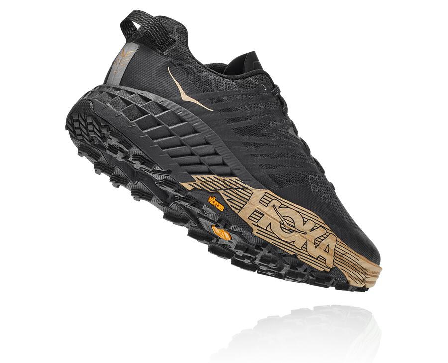 Hoka One One Mens Trail Shoes - Speedgoat 4 CNY - Black/Gold - DNBO64928